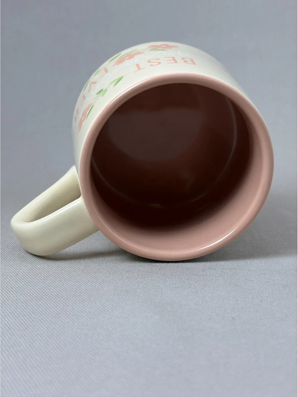 Best Grandma Ever Coffee Mug Cup Cream Pink Floral Mother Grandmother Gift